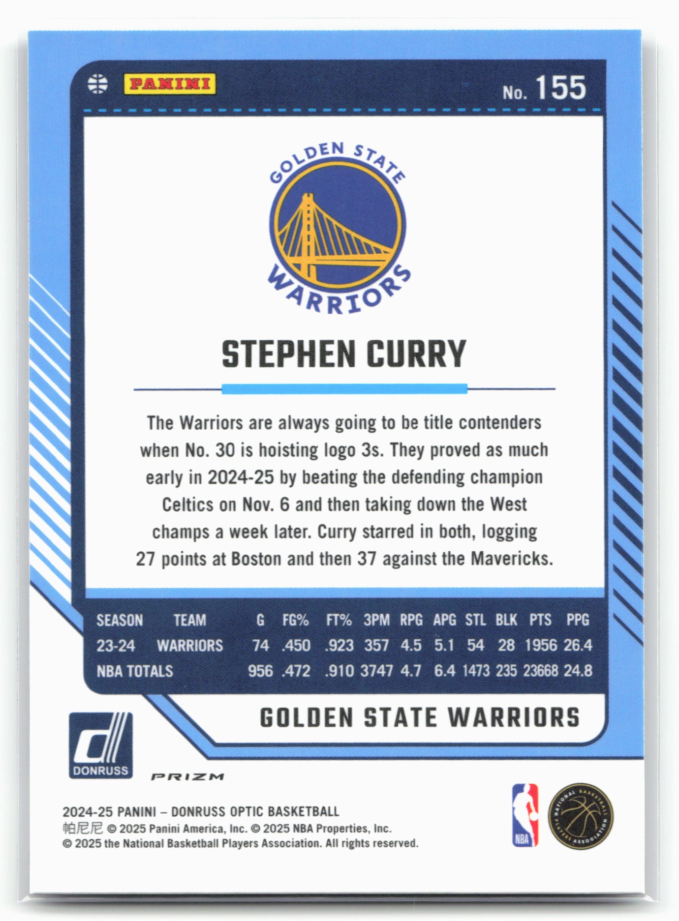 2024-25 Donruss Optic #155 Stephen Curry Purple