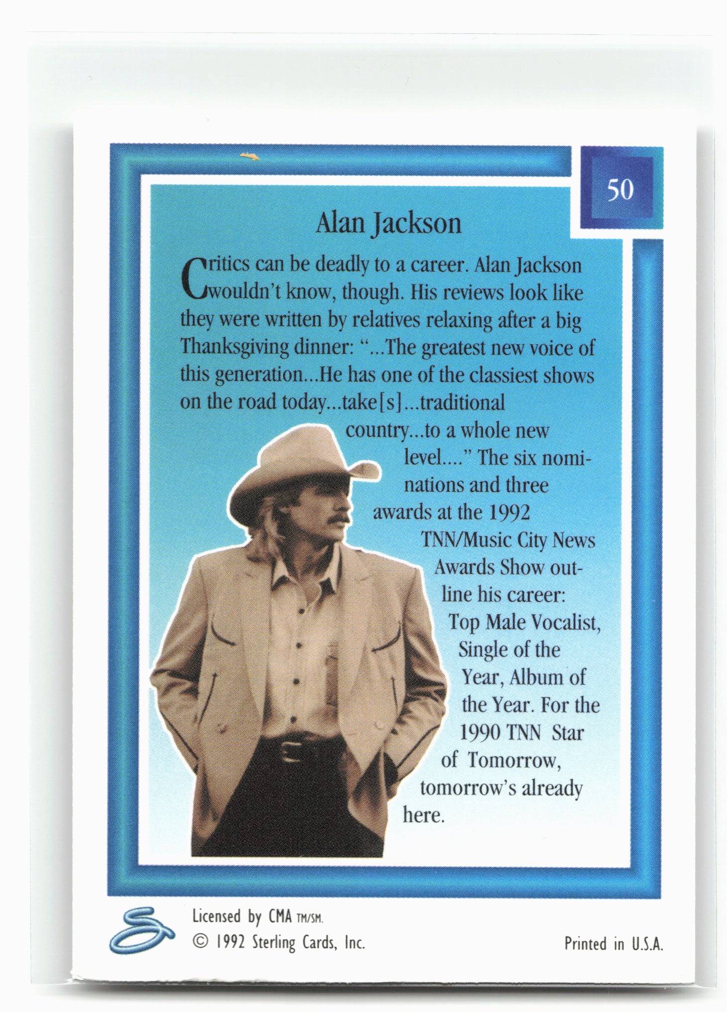 1992 Sterling Country Gold #50 Alan Jackson Gold Foil