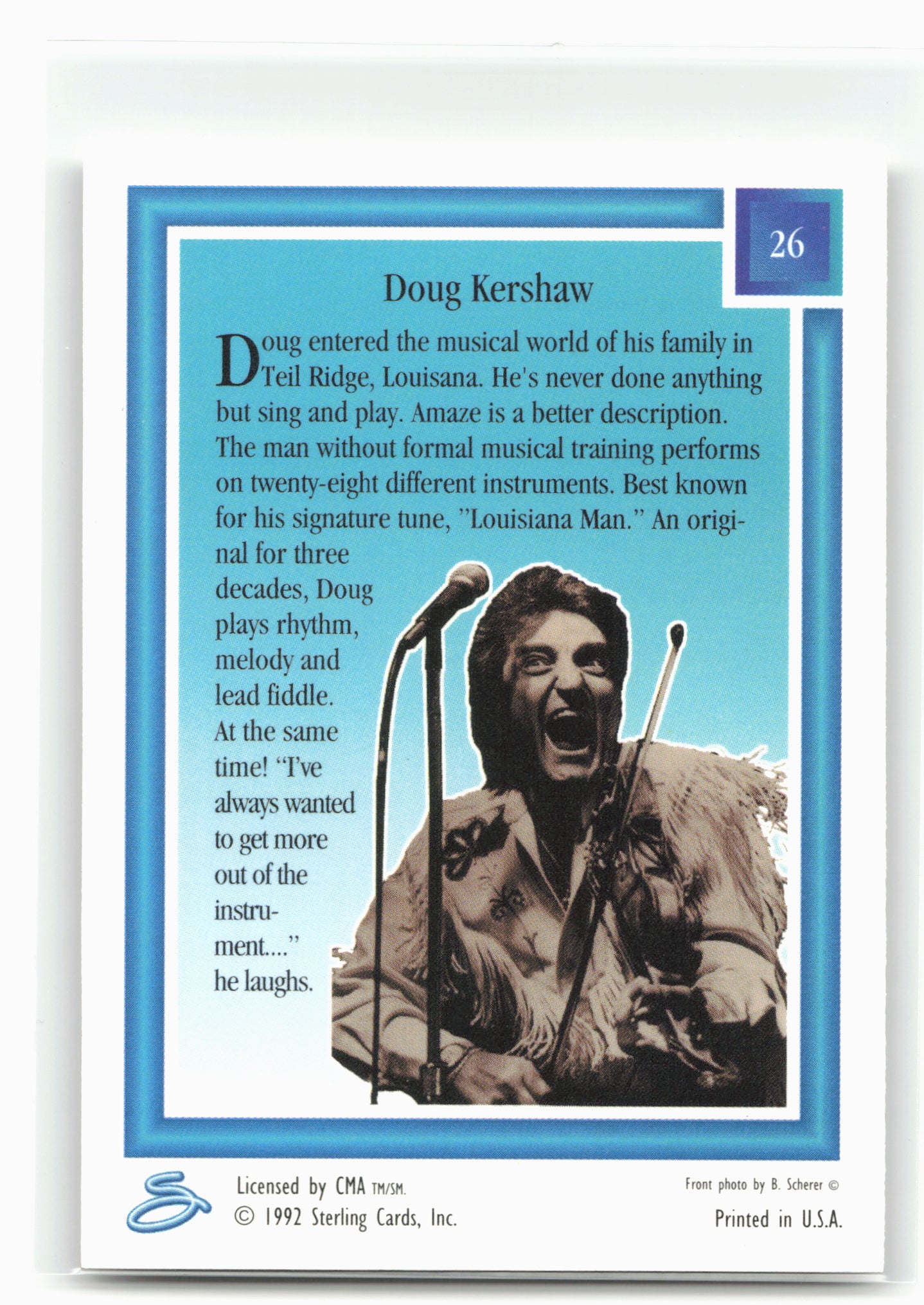 1992 Sterling Country Gold #26 Doug Kershaw