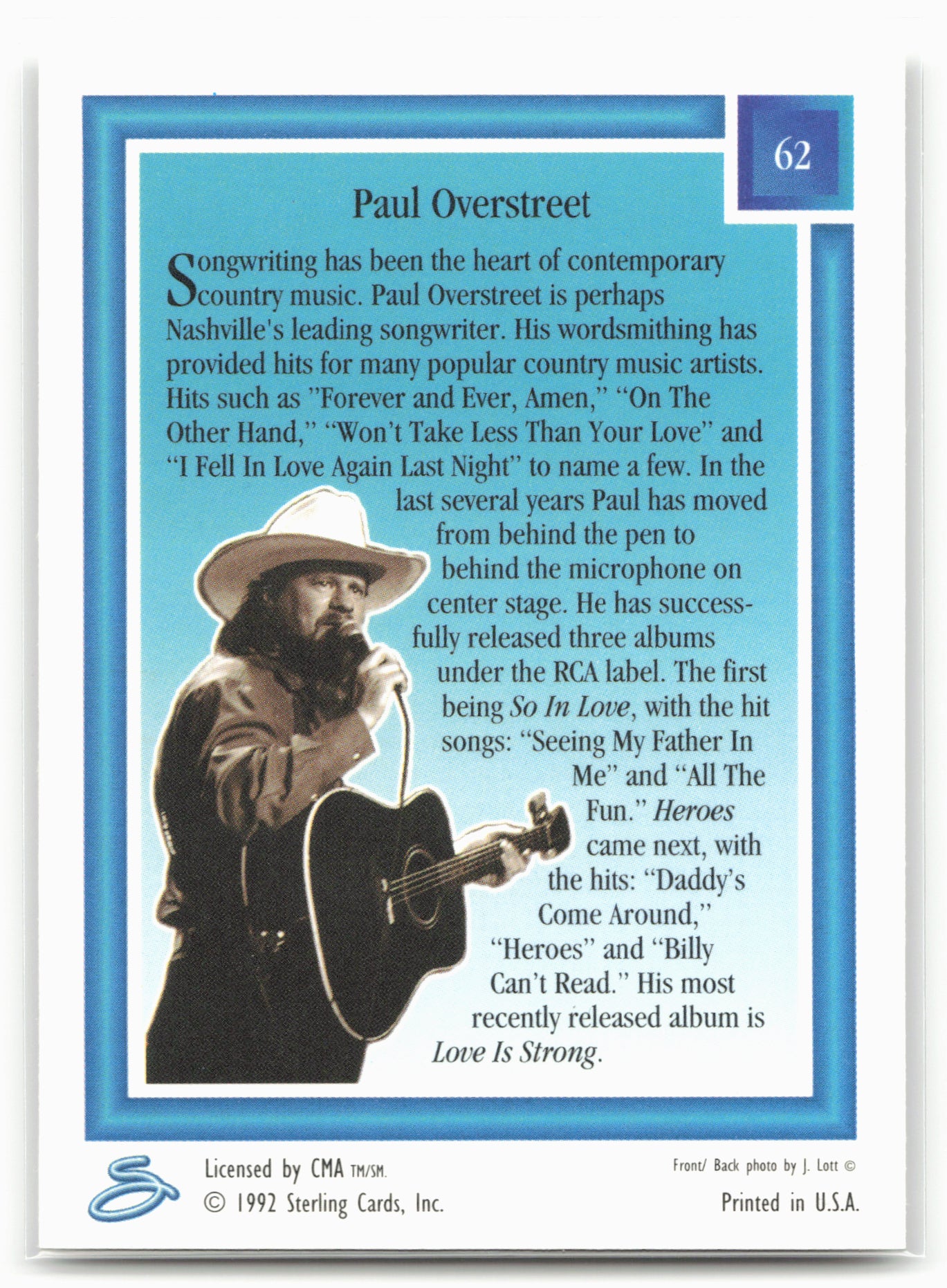 1992 Sterling Country Gold #62 Paul Overstreet