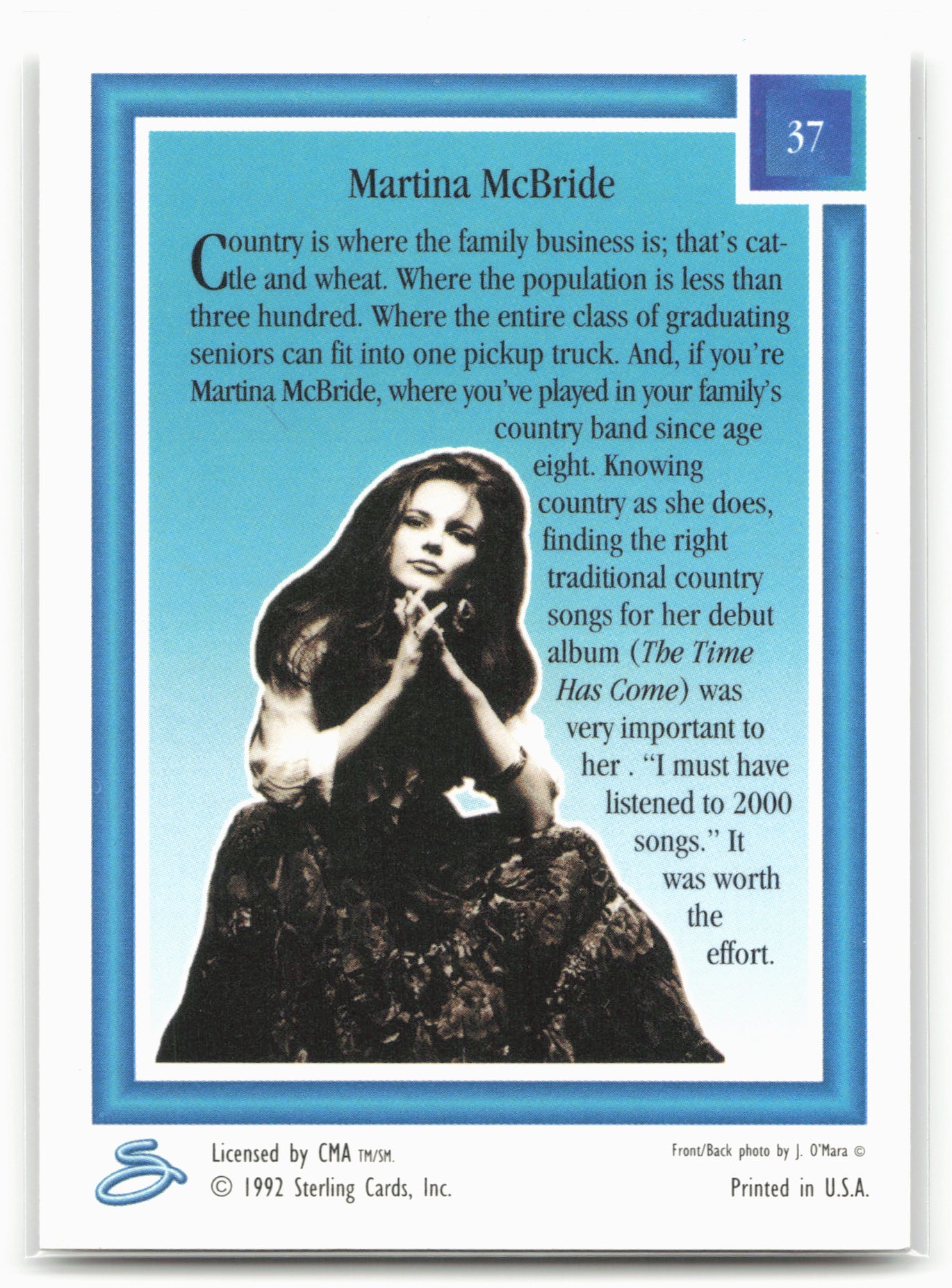 1992 Sterling Country Gold #37 Martina McBride