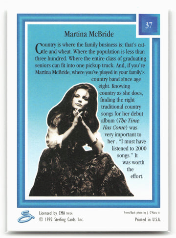 
1992 Sterling Country Gold #37 Martina McBride