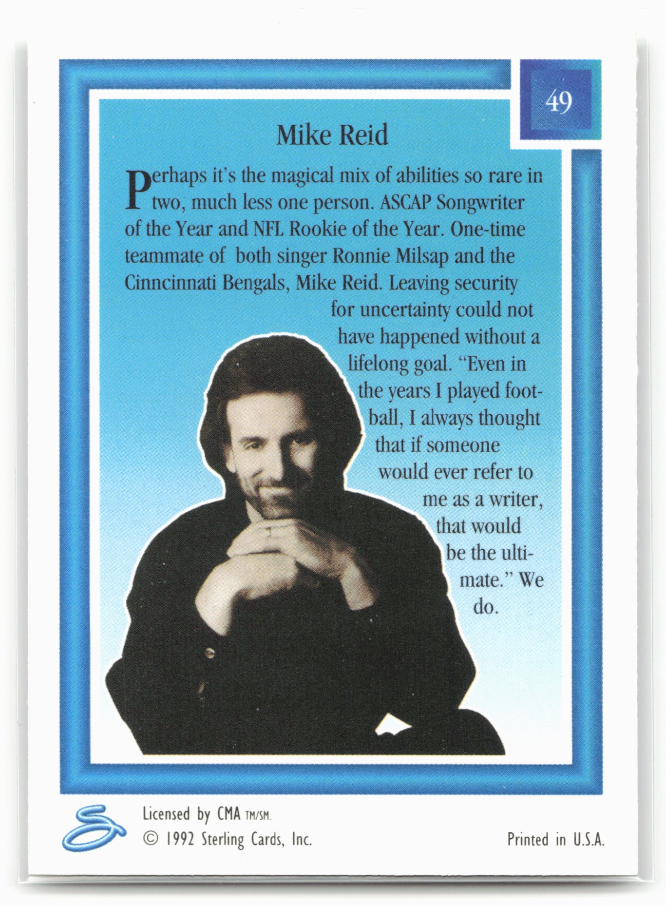 1992 Sterling Country Gold #49 Mike Reid