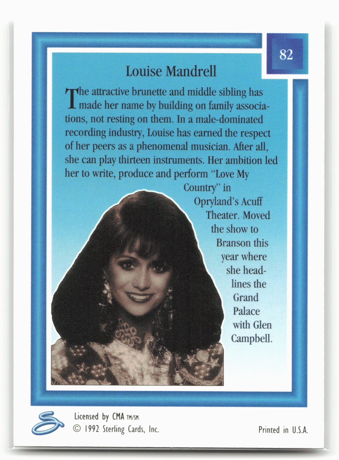 1992 Sterling Country Gold #82 Louise Mandrell