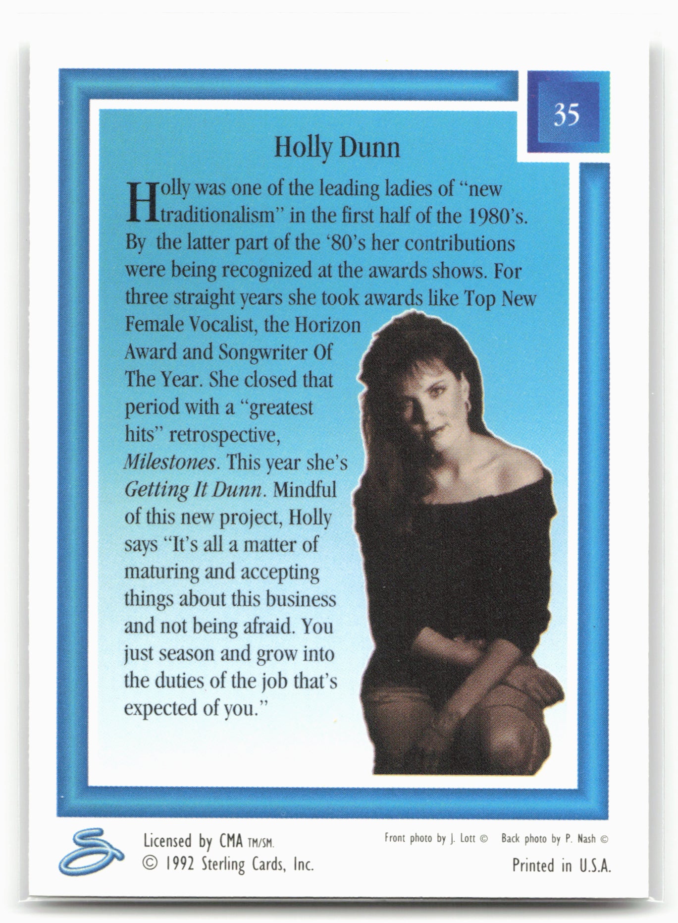 1992 Sterling Country Gold #35 Holly Dunn