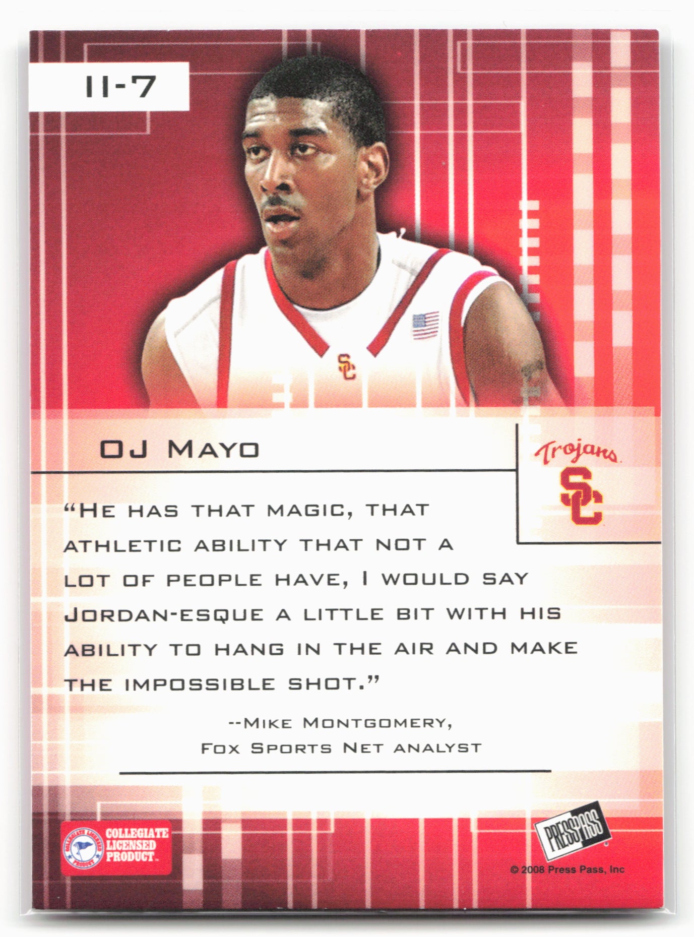 2008 Press Pass #II-7 O.J. Mayo Insider Insight Blue