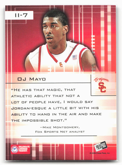 2008 Press Pass #II-7 O.J. Mayo Insider Insight Blue