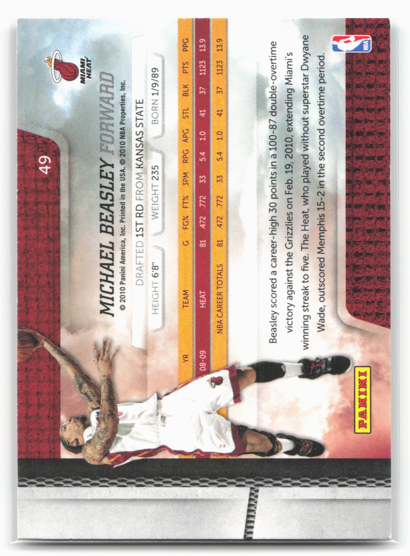 2009-10 Panini Absolute Memorabilia #49 Michael Beasley Retail