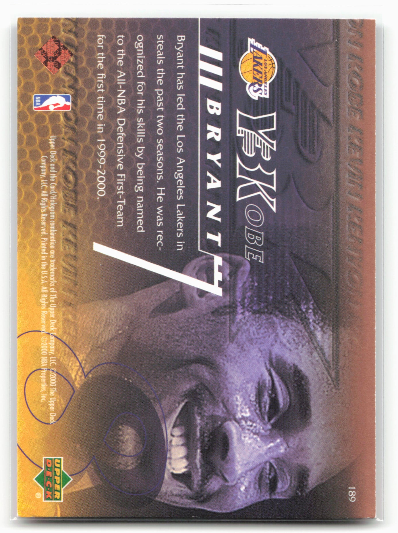 2000-01 Upper Deck #189 Kobe Bryant 24210
