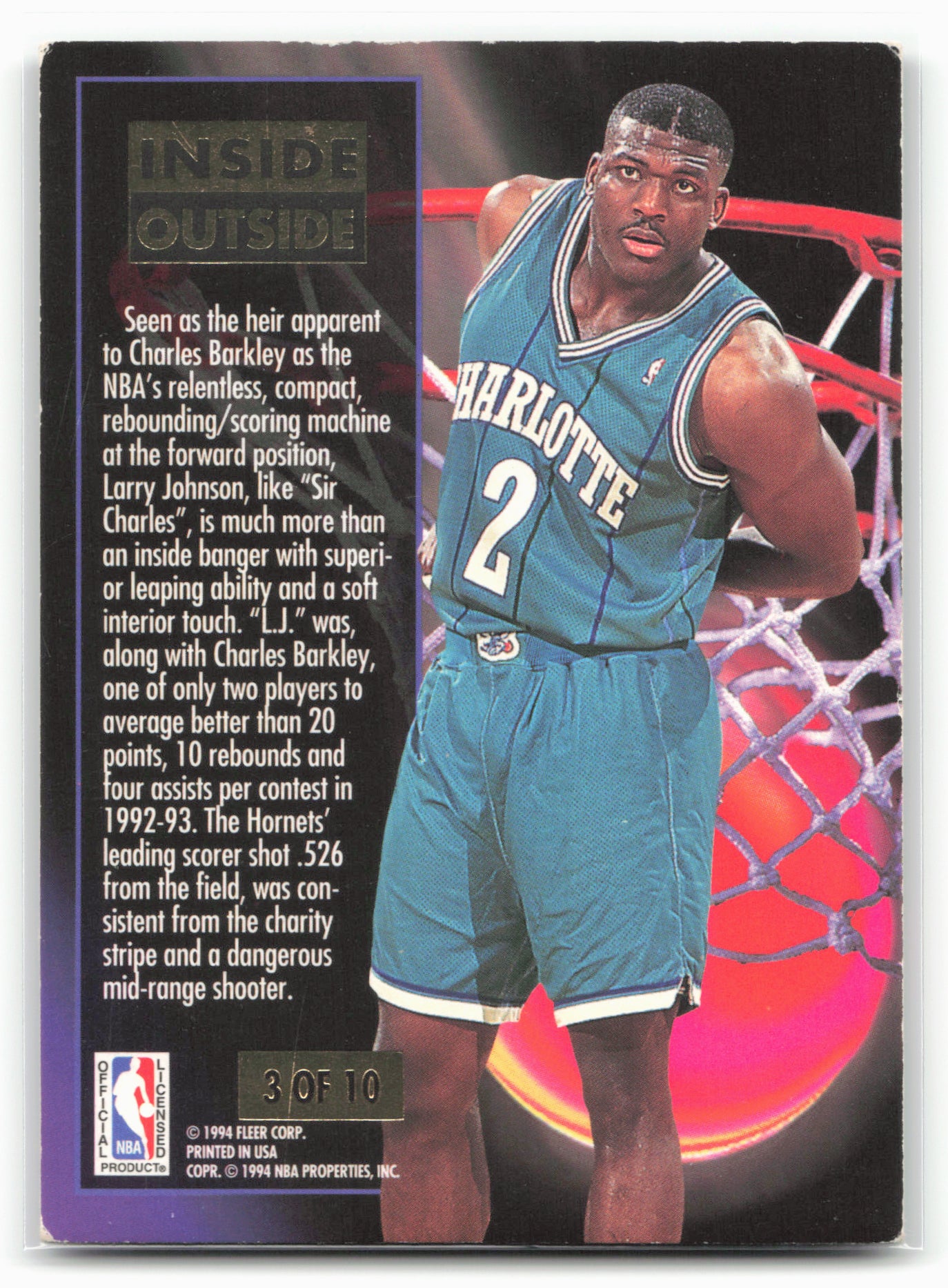 1993-94 Ultra #3 Larry Johnson Inside Outside