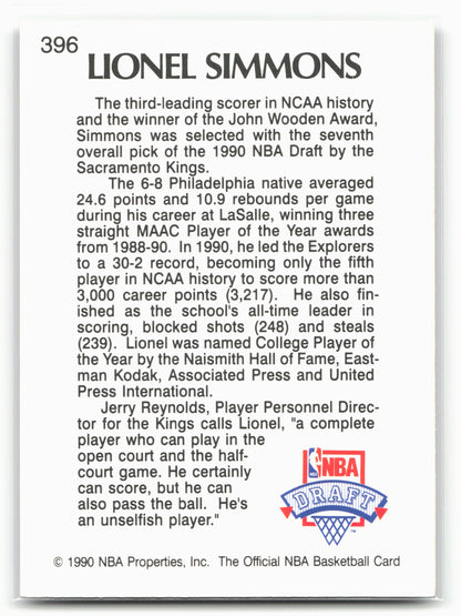 1990-91 Hoops #396 Lionel Simmons