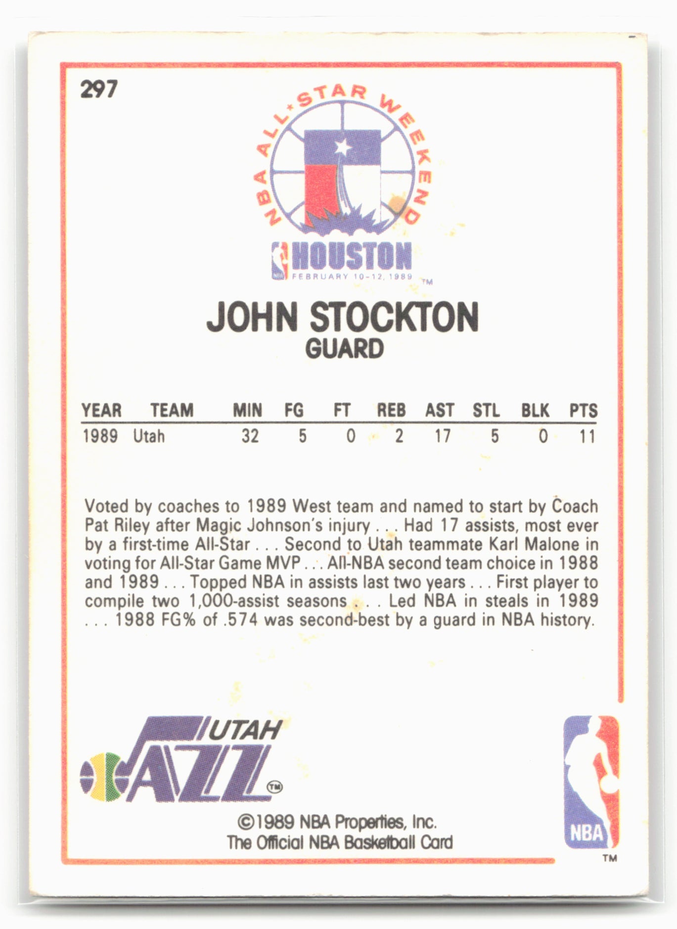 1989-90 Hoops All-Star Panels Perforated #297 John Stockton