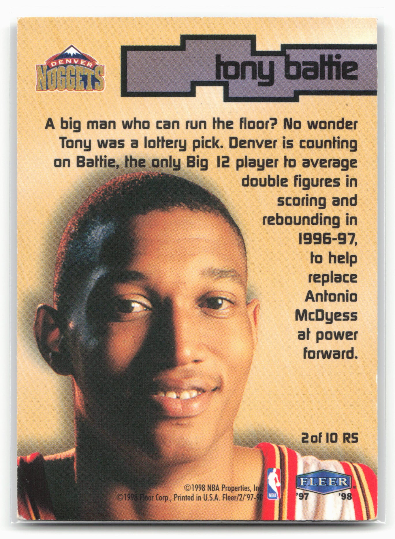 1997-98 Fleer #2RS Tony Battie Rookie Sensations