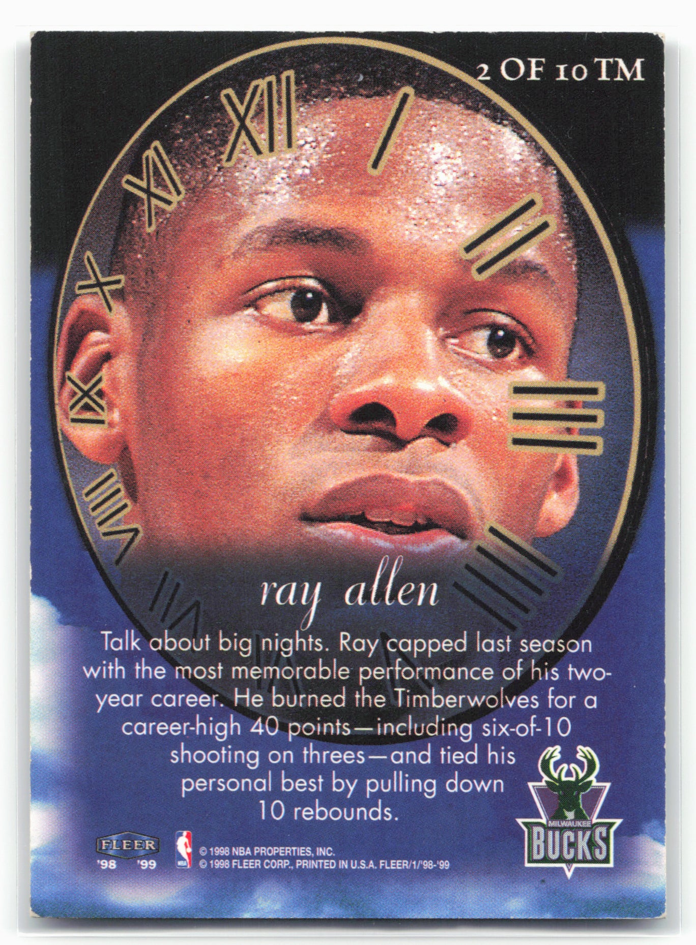 1998-99 Fleer Tradition #2TM Ray Allen Timeless Memories