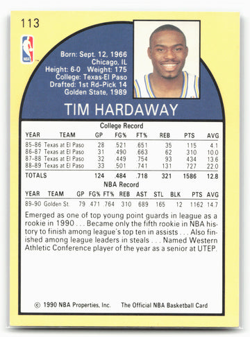 1990-91 Hoops #113 Tim Hardaway