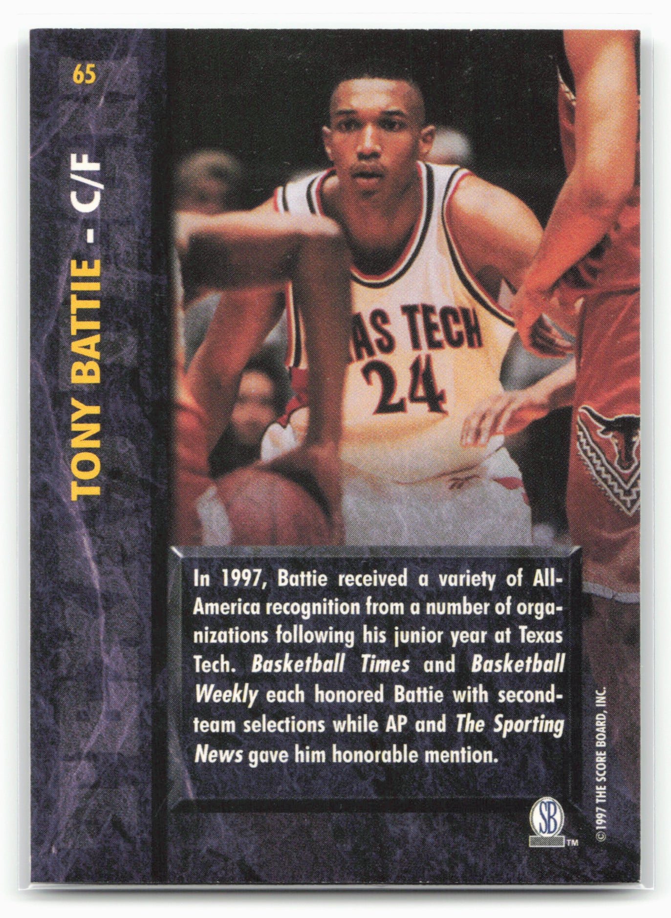 1997 Score Board Rookies #65 Tony Battie