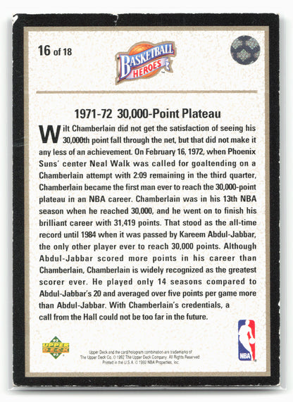 1992-93 Upper Deck #16 Wilt Chamberlain Basketball Heroes: Wilt Chamberlain