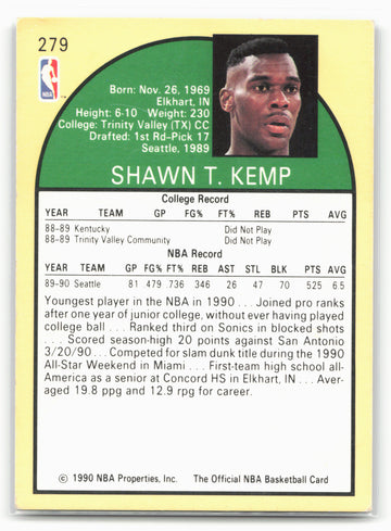 1990-91 Hoops #279 Shawn Kemp