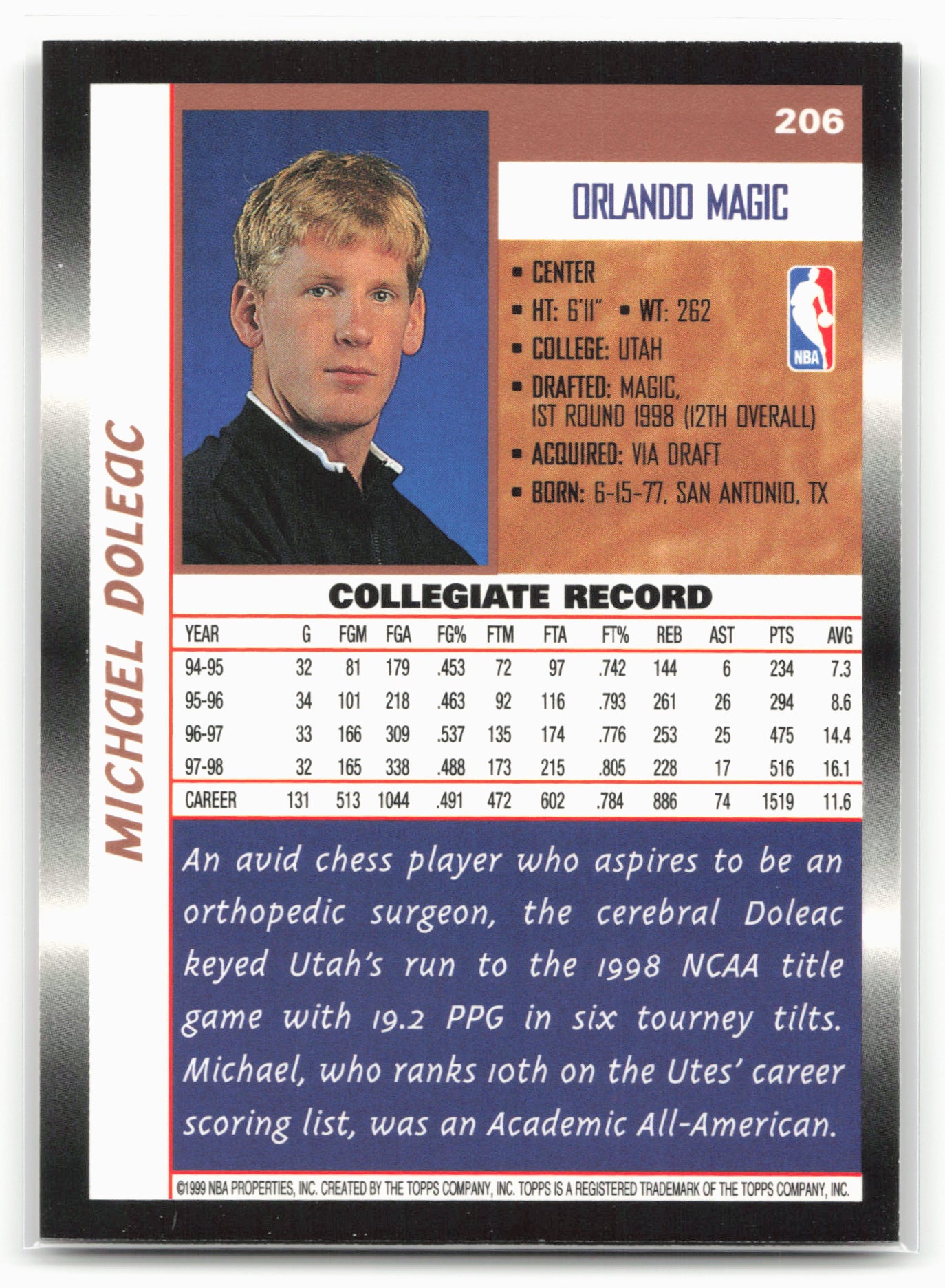 1998-99 Topps #206 Michael Doleac