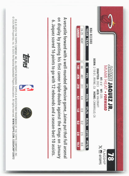 2025-26 Topps #78 Jaime Jaquez Jr. Rainbow Foilboard 24252