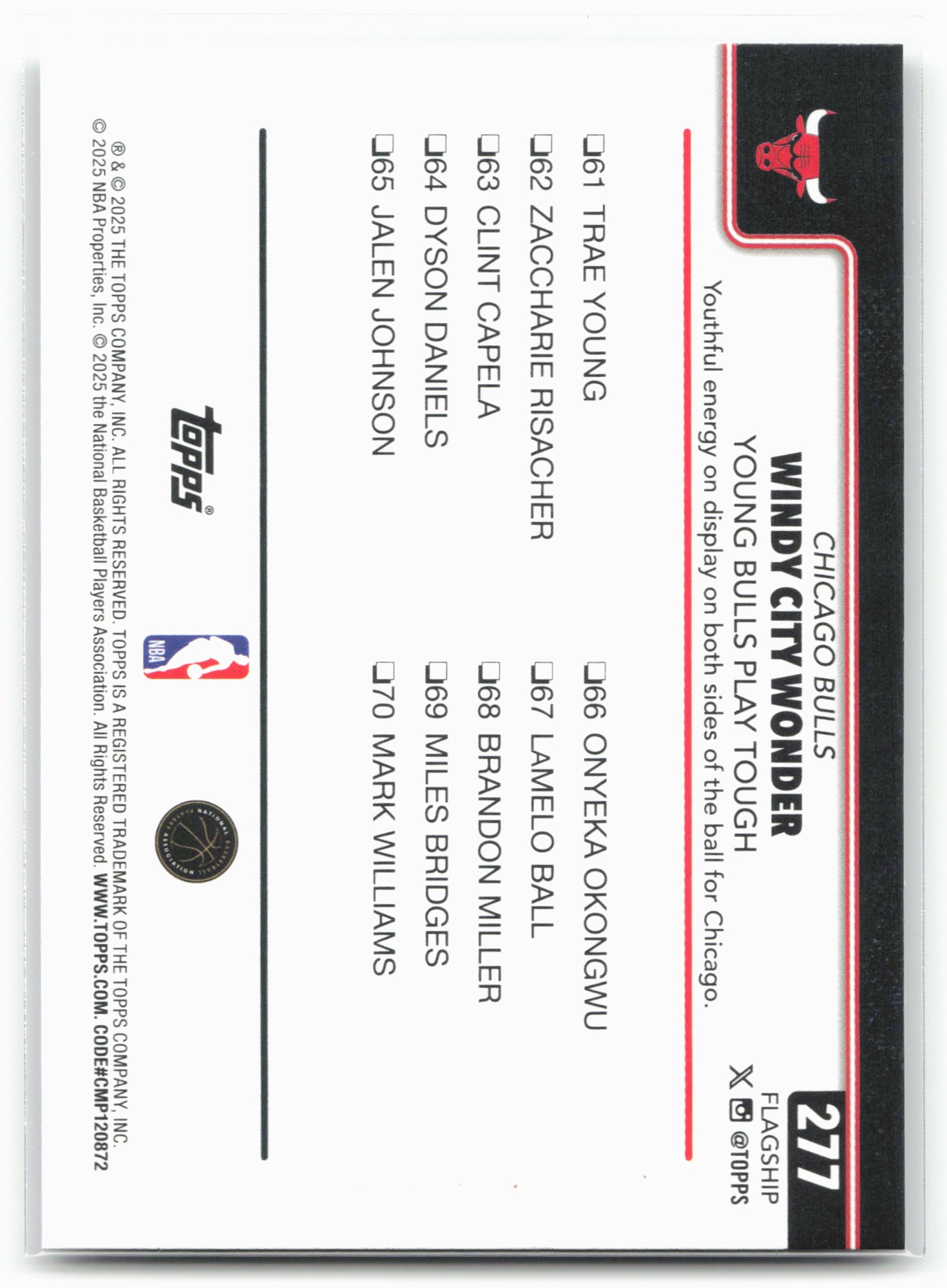 2025-26 Topps #277 Windy City Wonder: Young Bulls Play Tough Crackleboard