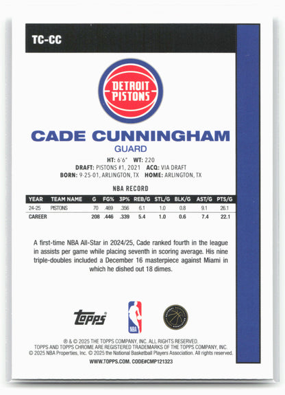 2025-26 Topps #TC-CC Cade Cunningham 1980-81 Topps Chrome Basketball 24267