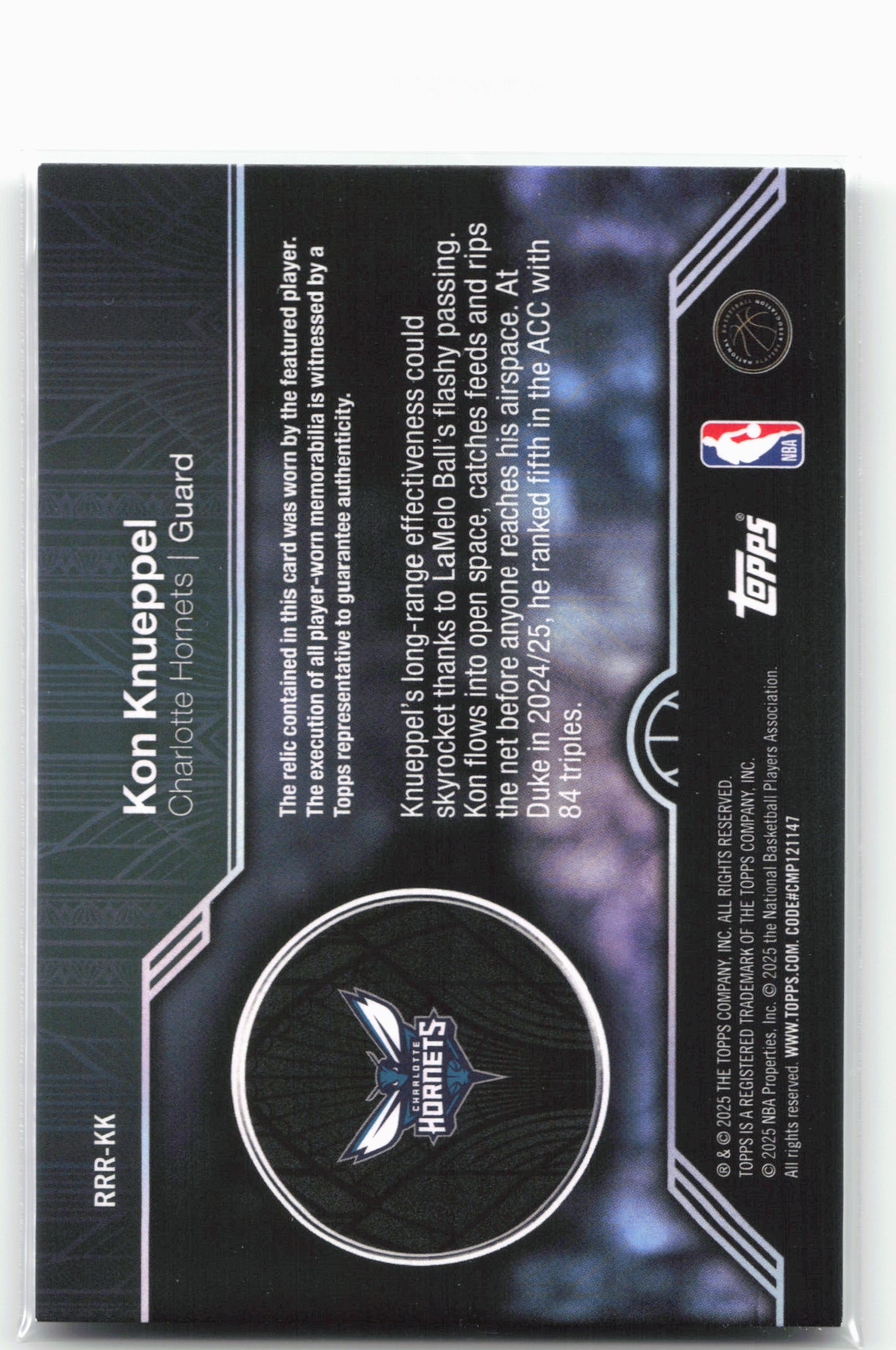 2025-26 Topps #RRR-KK Kon Knueppel Rookie Roundball Remnants