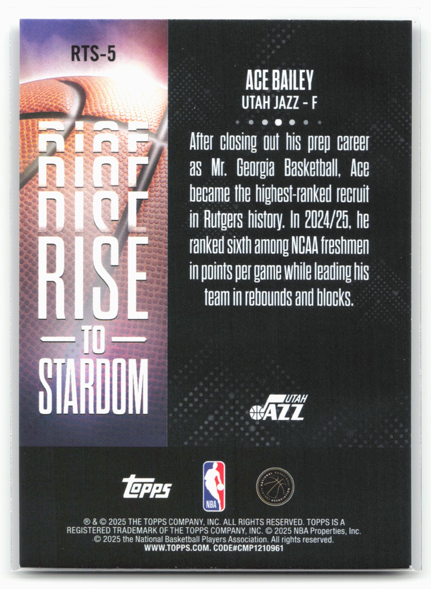 2025-26 Topps #RTS-5 Ace Bailey Rise to Stardom