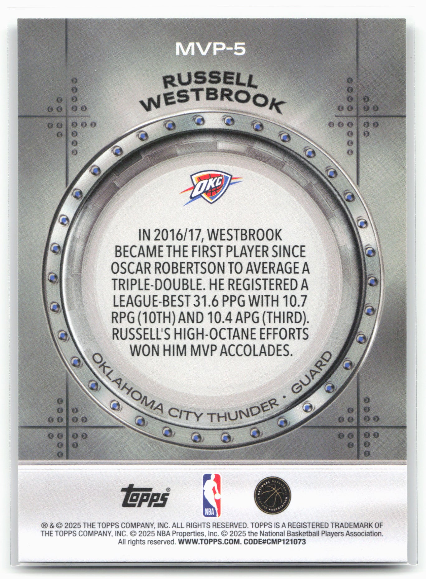 2025-26 Topps #MVP-5 Russell Westbrook MVP Vault