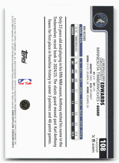 2025-26 Topps #108 Anthony Edwards Crackleboard 24294
