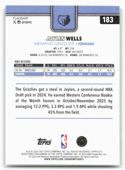 2025-26 Topps #183 Jaylen Wells Crackleboard 24295