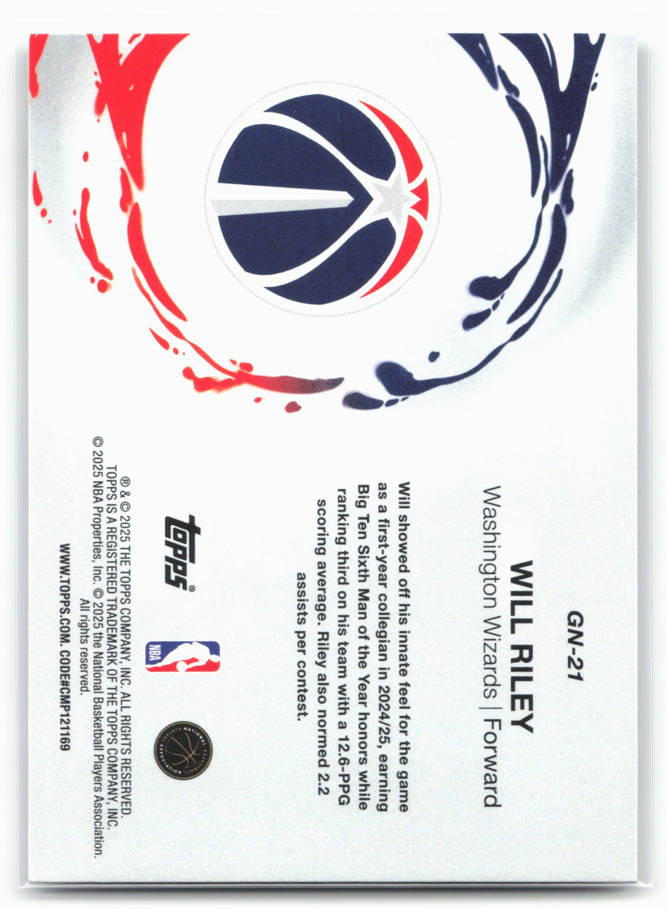 2025-26 Topps #GN-21 Will Riley Generation Now 24297