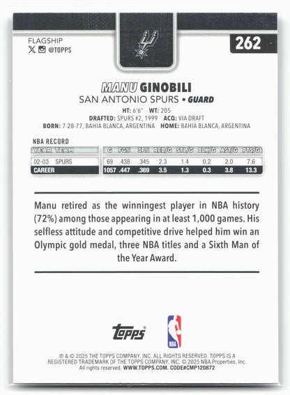 2025-26 Topps #262 Manu Ginobili Holo Foil