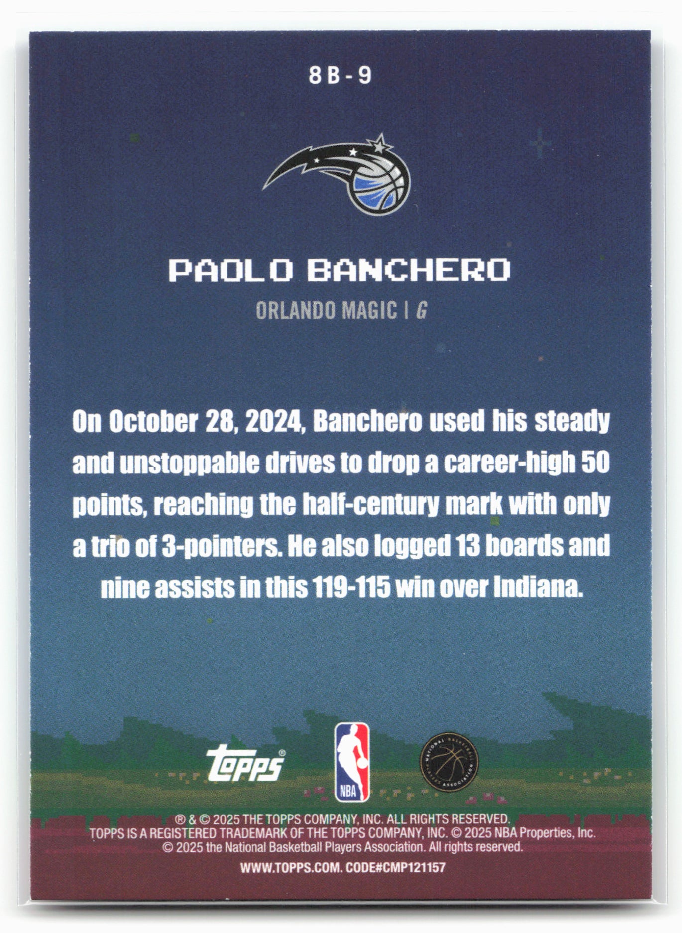2025-26 Topps #8B-9 Paolo Banchero 8-Bit Ballers 24302