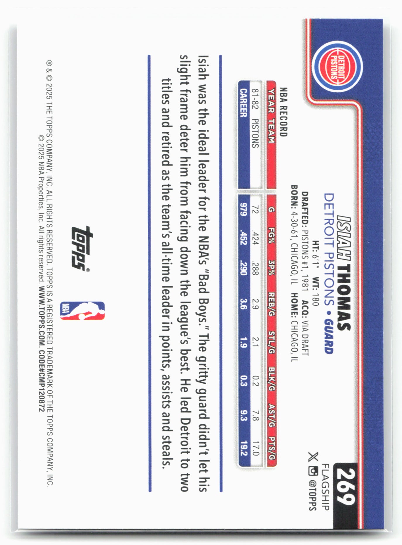 2025-26 Topps #269 Isiah Thomas Rainbow Foilboard 24306