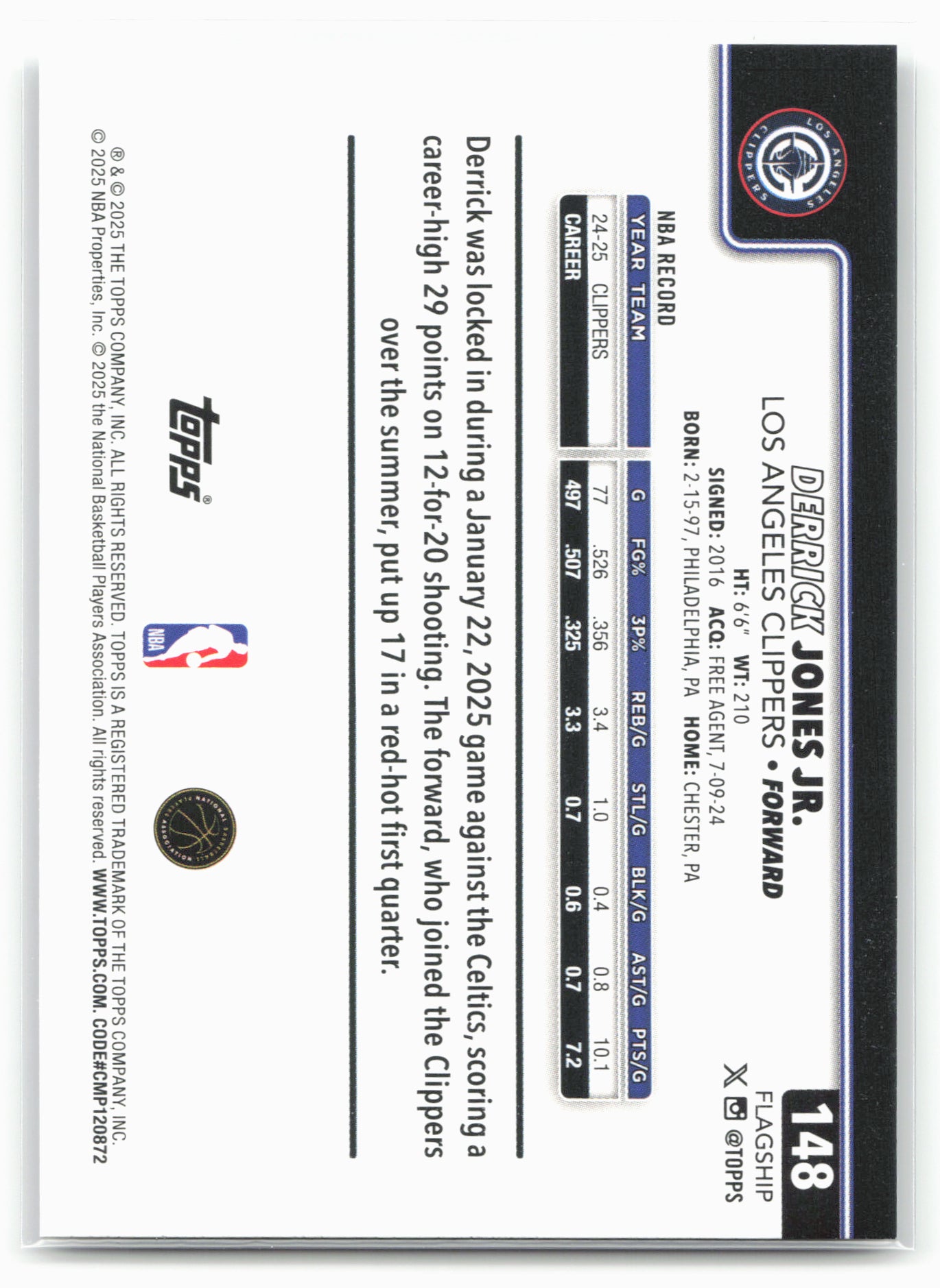 2025-26 Topps #148 Derrick Jones Jr. Crackleboard 24314