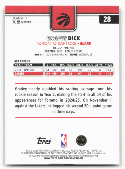 2025-26 Topps #28 Gradey Dick Crackleboard 24315