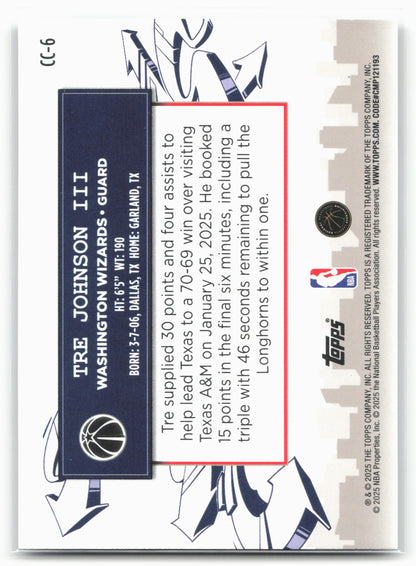 2025-26 Topps #CC-6 Tre Johnson III Clutch City Prospects Holo Foil 24319