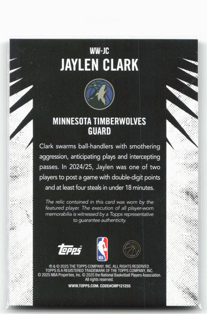 2025-26 Topps #WW-JC Jaylen Clark Woven Wonders Relics