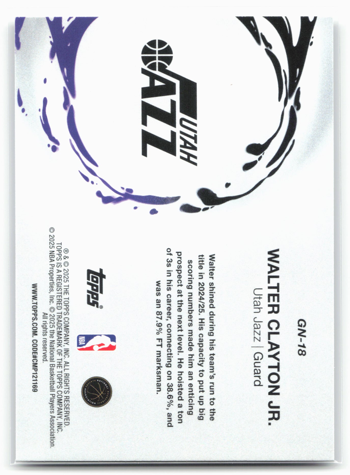 2025-26 Topps #GN-18 Walter Clayton Jr. Generation Now 24328