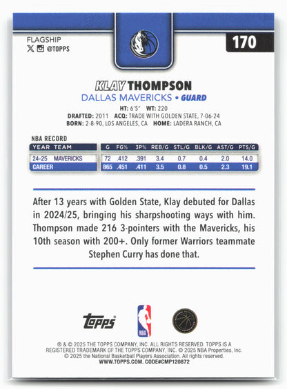 2025-26 Topps #170 Klay Thompson Holo Foil 24330