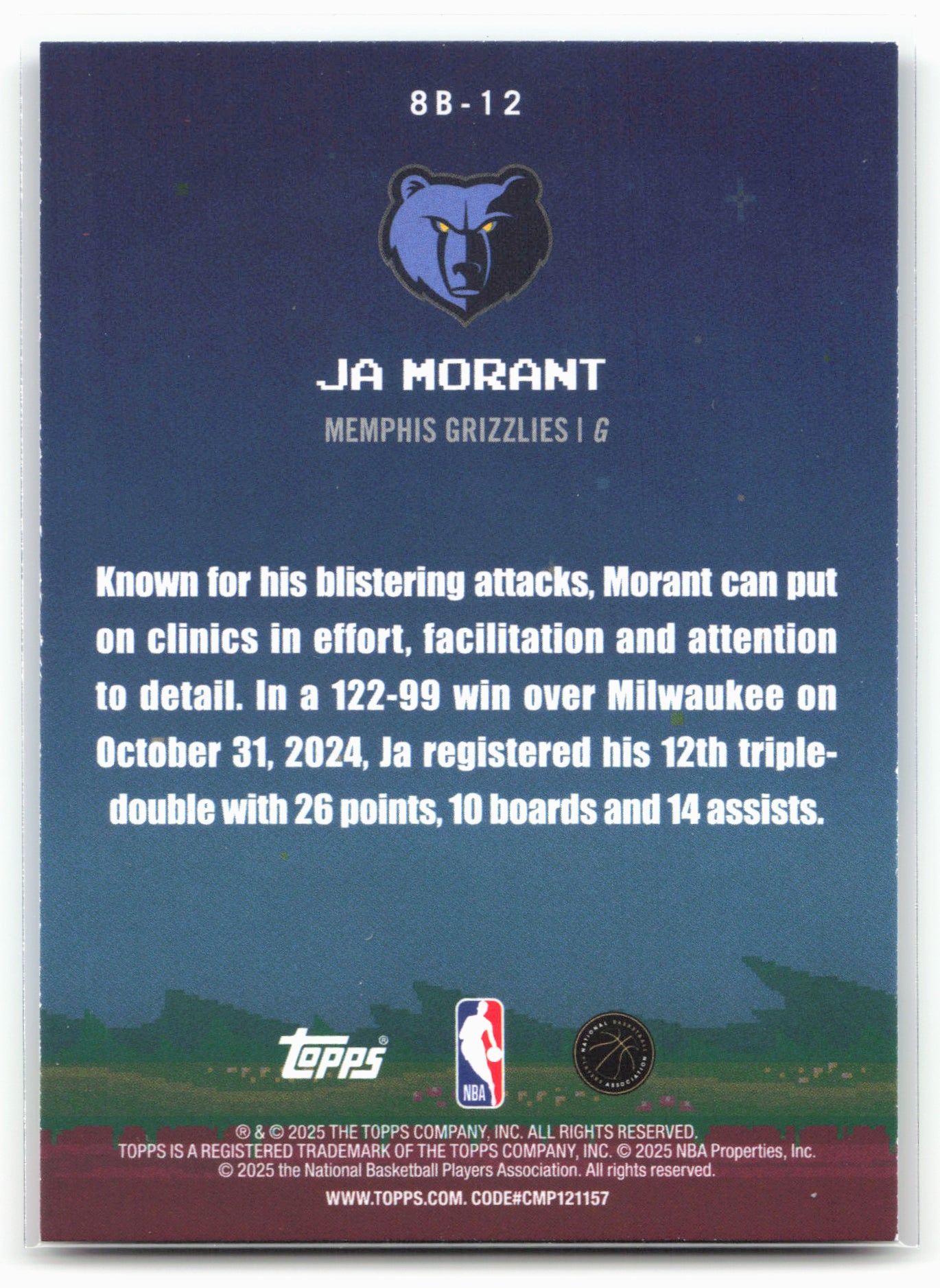 2025-26 Topps #8B-12 Ja Morant 8-Bit Ballers 24332