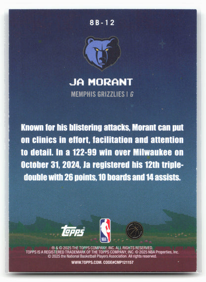 2025-26 Topps #8B-12 Ja Morant 8-Bit Ballers 24332