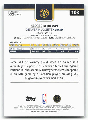 
2025-26 Topps #103 Jamal Murray Rainbow Foilboard 24333