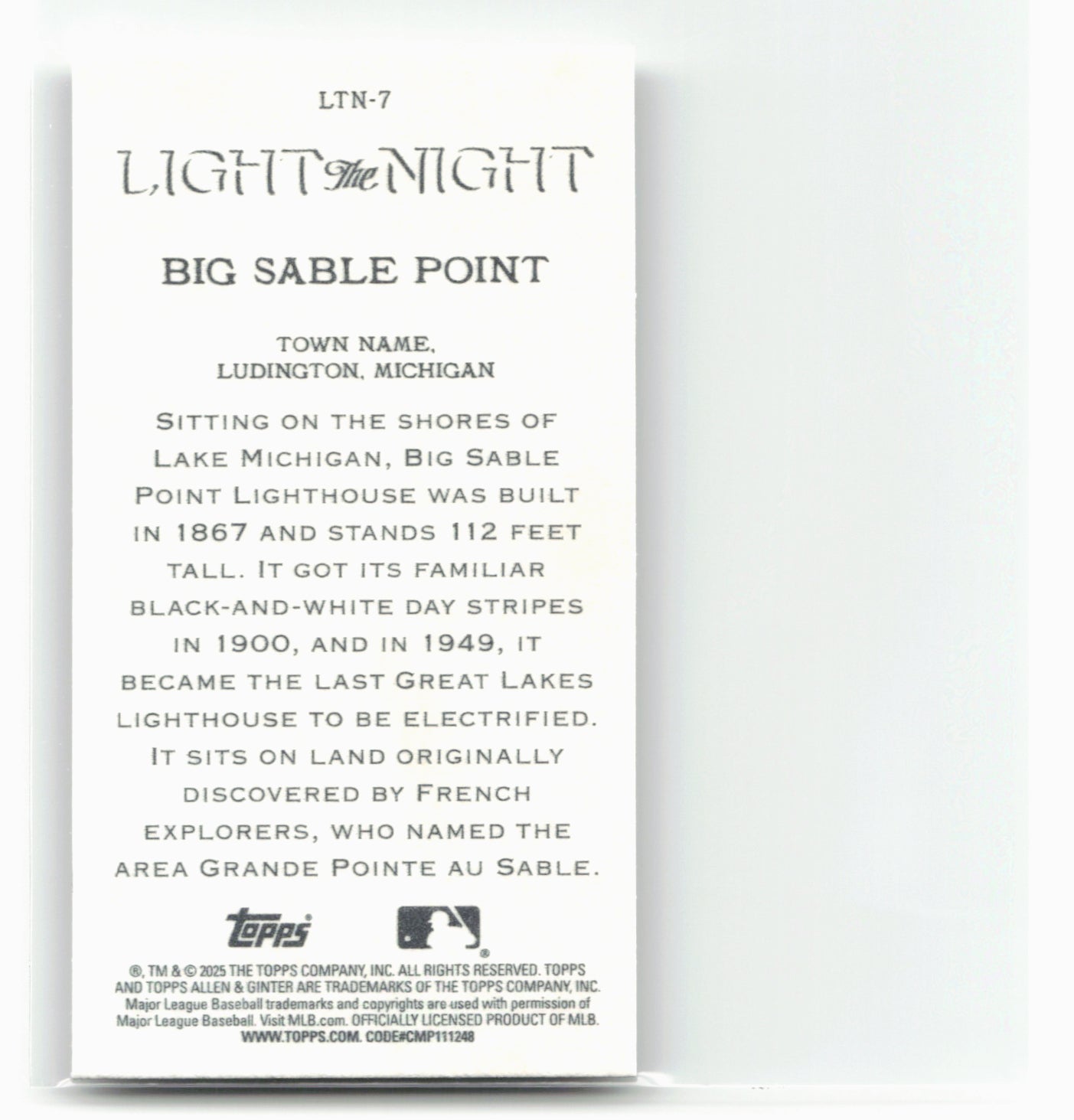 2025 Topps Allen & Ginter #LTN-7 Big Sable Point Light the Night Mini