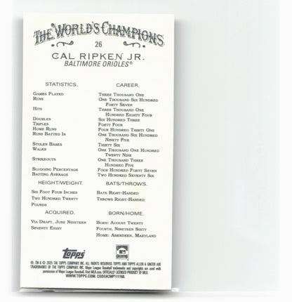 2025 Topps Allen & Ginter #26 Cal Ripken Jr. Mini Black Border