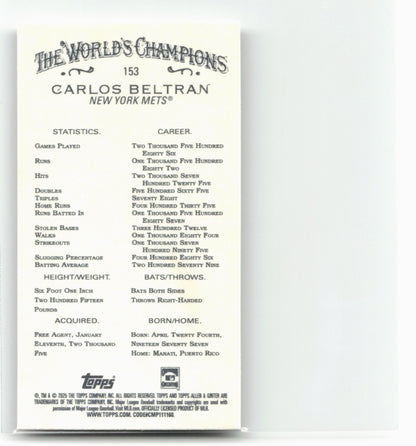 2025 Topps Allen & Ginter #153 Carlos Beltrán