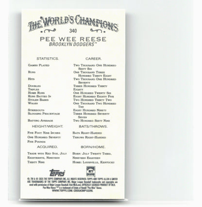2025 Topps Allen & Ginter #340 Pee Wee Reese Mini Black Border