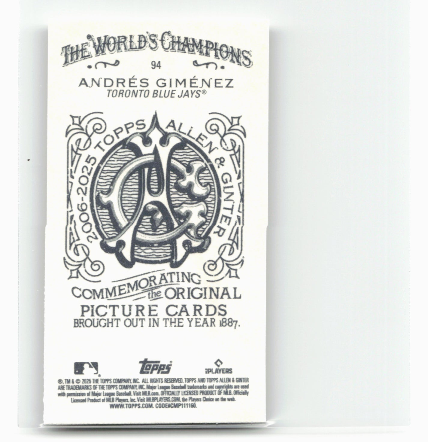 2025 Topps Allen & Ginter #94 Andrés Giménez Mini Allen & Ginter Back
