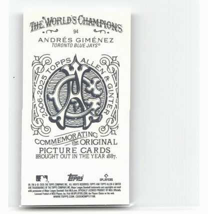 2025 Topps Allen & Ginter #94 Andrés Giménez Mini Allen & Ginter Back